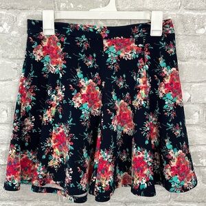 Lush Black Floral Mini Skirt
